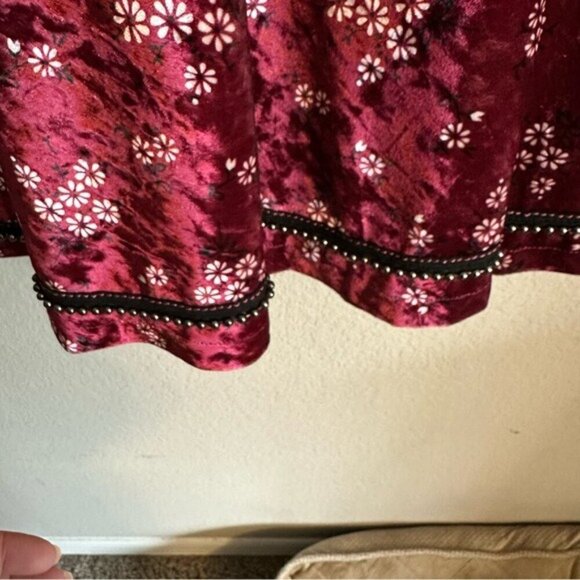 Highly Preppy Red Velvet Lace Dress Sz S Romantic Gothic Vampirecore Regencycore - Picture 9 of 14